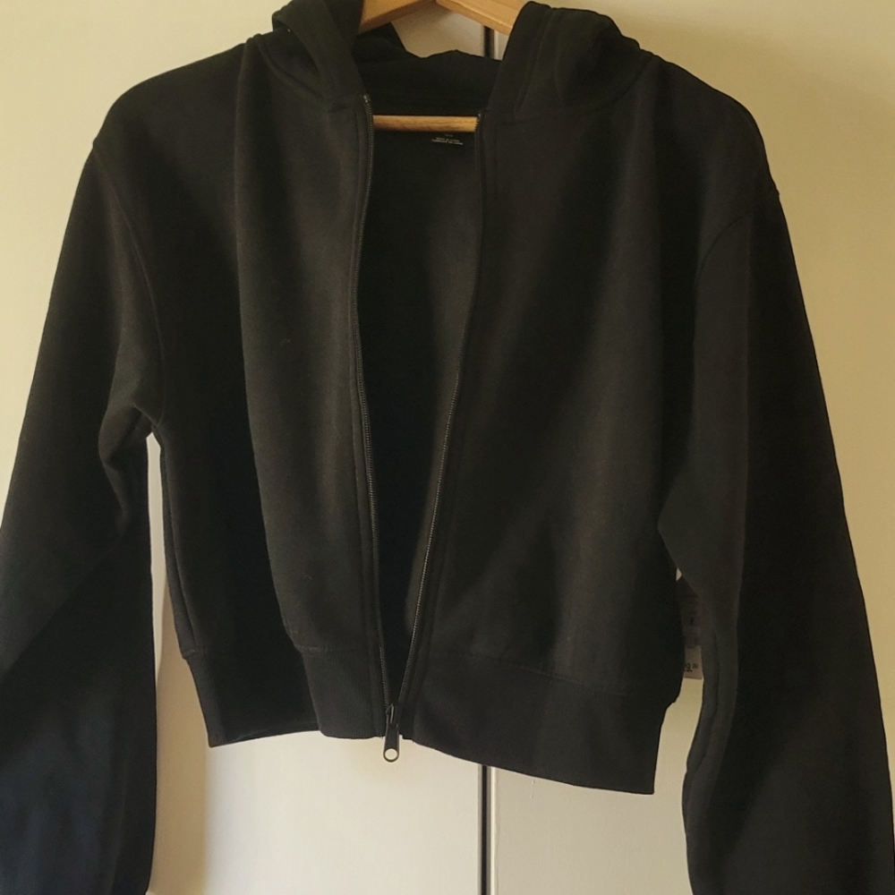 Ardene Black Zip Hooded Jacket Sweatshirt Hoodie  Size M NWT